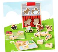 BESPORTBLE Montessori Wooden Farm Animal for Years Educational Cognitive Development Set for Boys Interactive Preschool Learning Hand-eye Coordination Color Recognition Adaptable Play at Home