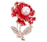 BESPORTBLE Mother's Day Carnation Pearl Brooch Pin for Women Elegant Flower Brooches with Rhinestone Stylish Clothing Accessory for Dress Birthday and Wedding Celebration Jewelry