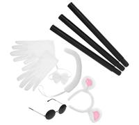 BESPORTBLE Mouse Costume Accessories Set for Women, 6pcs White Kit Including Ears Headband, Round Sunglasses, Blind Cane, and Gloves for Halloween Party Cosplay
