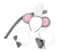 BESPORTBLE Mouse Costume Accessory Set with Chef Hat Headband, Bowtie, Tail and Nose - Lightweight Animal Cosplay Kit for Halloween, Easter, Carnival and Themed Parties