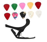 BESPORTBLE Multi-function Guitar Capo Clamp with Picks Set for Acoustic and Electric Guitars Quick Release Elastic Spring Pressure Protection Random Color