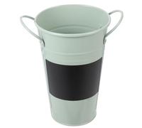 BESPORTBLE Multi-function Iron Flowerpot with Handle and Small Blackboard, Artistic Blue Desktop Flower Bucket for Flower Shop and Home Decoration