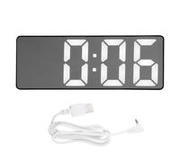 BESPORTBLE Multi-function Mirror Clock Decorative Alarm Clock with LED Display Battery Powered Modern Simple Plastic Design for Kitchen and Restaurant Use
