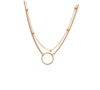 BESPORTBLE Multi Layer Copper Beads Necklace for Women Simple Geometric Pendant Jewelry Fashion Neck Chain for Parties Birthdays Daily Wear Elegant present for Friends