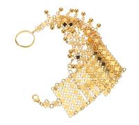 BESPORTBLE Multi-layer Gold Metal Hand Chain Bracelet with Ring Vintage Middle Eastern Style Goth Bracelets for Women Dance Party Jewelry