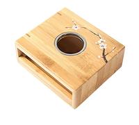 BESPORTBLE Multi-purpose Tea Warmer Base with Bamboo and Iron Construction, Teapot Candle Holder for Heating and Keeping Warm, for Warming Tea in Office or Home