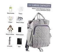 BESPORTBLE Multifunctional Travel Nappy Bag Backpack for Moms Stylish Grey Pattern Portable Diaper Bag with Compartments for Wet Dry Items Versatile Handbag Stroller