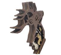 BESPORTBLE Multilayer Carved Wooden Deer Head Ornament Animal Theme Desktop Decoration for Home and Festival Party Unique Wood Adornment for Wall Shelf and Table