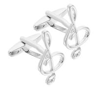 BESPORTBLE Music Note Cufflinks Resistant to Fading for Men Made of Brass with Silver Finish Stylish and Unique Design, for Concerts and Evening Events, Compatible with French Shirts