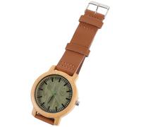BESPORTBLE Natural Bamboo Wood Watch for Men with Leather Strap Lightweight Casual Vintage Wristwatch with Verawood Dial Stylish Analogue Timepiece for Everyday Wear and