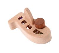 BESPORTBLE Natural Beech Wood Airplane with Beads for Auditory Stimulation Smooth Push Pull Preschool for Fine Motor Skill Development Years Purple Yellow Green