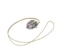 BESPORTBLE Natural Fluorite Stone Pendant Necklace, Irregular Large Raw Crystal Pendant with Delicate Neck Chain, Fashion Jewelry for Women and Teenage