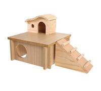 BESPORTBLE Natural Wood Hamster Hideout House Guinea Pig Cage Ladder Toy Chinchilla Hideout Small Pet