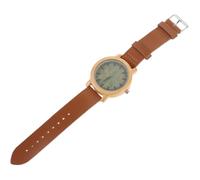 BESPORTBLE Natural Wooden Watch with Leather Band for Men Lightweight Vintage Bamboo Wristwatch Elegant Verawood Surface Casual Style for Everyday Wear