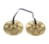 BESPORTBLE Nepal Copper Yoga Cymbals Meditation Bell with Six-Word Chant Pattern Small Brass Rhythm Percussion Instrument for Mindfulness and Spiritual Practice