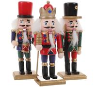 BESPORTBLE Nutcracker Ornaments Wooden Christmas Nutcracker Soldier 3 Pcs 15 CM Puppet Ornaments Desktop Decoration Cartoons Walnuts Soldiers Traditional Xmas Toy Decorations
