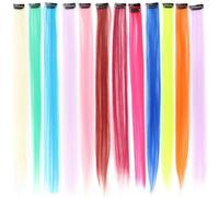BESPORTBLE One-piece Long Hair Extension Clip in Random Color for Natural Look and Easy Styling 24pcs Colorful Seamless Hair Pieces Made of Matte High Temperature Silk