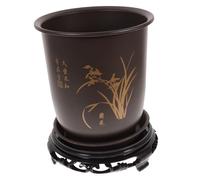 BESPORTBLE Orchid Flowerpot with Base 3-inch Plastic Orchid Pot for Indoor Plants Rounded Flower Pots for Bonsai and Succulent Gardening