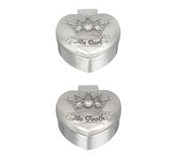 BESPORTBLE Organizer Baby Tooth 2pcs Alloy Keepsake Storage Boxes with Built-in High Permeability Flannelette, Safe for Baby's Fingers, Silver Round Alloy Boxes for Christmas or New Year