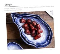 BESPORTBLE Oyster Shell Porcelain Serving Plate Irregular Clam Shell Shaped Food Display Tray for Fruit Salad Dessert Multifunctional Home Restaurant Hotel Dish
