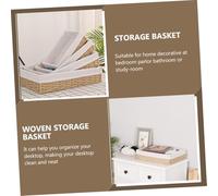 BESPORTBLE Paper Rope Woven Storage Basket with Removable Linen Liner Desktop Sundries Organizer for Books Pens Fruits Small Storage Bin for Home and Office