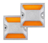 BESPORTBLE Pavement Reflector 2 Pack Aluminum Road Studs for Sidewalks Street Lane Edge Marking Road Safety Night Visibility