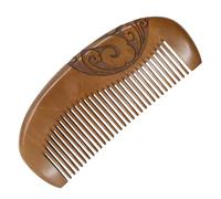 BESPORTBLE Peach Wood Hair Comb Half Moon Shape Carved Pattern, Anti-static and Skin-friendly Scalp Massage Comb for Women, Retro Chic Natural Wooden Styling Tool in Coffee Colour