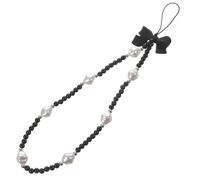 BESPORTBLE Pearl Beaded Phone Charm for Ladies Stylish Accessory Bowknot Decorative Phone Lanyard Strap Black Plastic Material Easy to Install and Remove USB Flash Drive