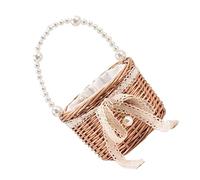 BESPORTBLE Pearl Chain Straw Woven Bag Small Rattan Handbag Lightweight Summer Beach Tote Casual Pouch for Women Portable Holiday Bag with Capacity and Durable Texture