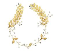 BESPORTBLE Pearl Tiara Bride Wedding Headdress Hair Accessories for Wedding Party Handmade Metallic Leaves