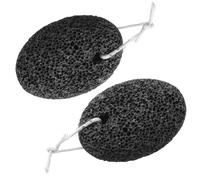 BESPORTBLE Pedicure Tools Set 2pcs Black Foot Pumice Stone Stone Material with Rope for Dead Skin and Callus Removal Suitable for Home Use