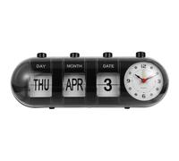 BESPORTBLE Perpetual Calendar s Flip Over with Clock Flip Standing Desktop Calendar Vintage Digital Clock for Home Office Desk Decor Black Desk Calender 2023