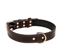 BESPORTBLE Pet Adjustable Leather Collar D-ring and Bell Creative Rivet Decor Dog Necklace for Large Dogs Coffee Comfortable All-day Wear