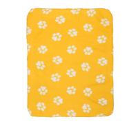 BESPORTBLE Pet Blanket for Dogs and Cats Double-sided Fleece Yellow with White Paws Soft and Comfortable Animal Bed Mat for All Year Round for Pet Beds and Carriers