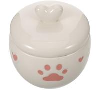 BESPORTBLE Pet Ceramic Urn - 600ml/20oz Cute Memorial Urns for Dogs & Cats w/Heart & Paw Pattern - Keepsake for Ashes and Hairs - Pet Loss Sympathy Souvenir