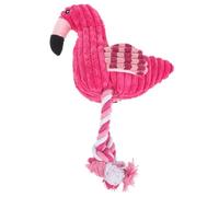 BESPORTBLE Pet Interactive Squeaky Toy Plush Flamingo Shape Chew Toy for Dogs and Puppies Durable Corduroy Teeth Cleaning Fun Eco-friendly Design Pink