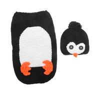 BESPORTBLE Photography Props Penguin Style Crochet Costume Set Black Soft Elastic Knit Outfit for Photoshoot and Holiday Parties