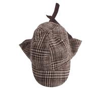 BESPORTBLE Plaid Ear Flap Detective Hat with Double Brim Design, Adjustable Fit Cloth Costume Hat and Adults, for Halloween Dress up Parties and School Events