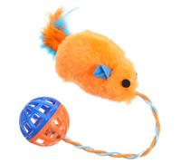 BESPORTBLE Plastic Cat Bell Toy with Plush Mouse and Sound Ball Small Interactive Kitten Teasing Toy for Pet Cats Orange Pet Plaything for Indoor Training and Chewing