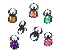 BESPORTBLE Plastic Halloween Colored Diamond Spider Rings Mixed Drill and Black Bag Fun Spider Decoration for Halloween Party Favors Safe Plastic Material for Trick Treat and Adults
