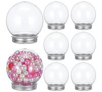 BESPORTBLE Plastic Snow Globes for Crafts: 8 Pcs Empty Clear Water Globe with Screw Off Cap - DIY Plastic Snowglobe Christmas Fillable Snowglobes for DIY Crafts Christmas Decoration (Aluminum cap)