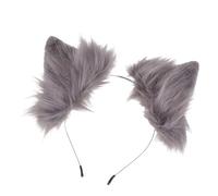 BESPORTBLE Plush Animal Ear Hairband Cosplay Headwear Flexible Decorative Hair Hoop for Festivals and Parties Cute Gray and White Furry Costume Accessory for Adults