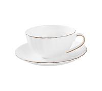 BESPORTBLE Porcelain Tea Cup with Saucer Set Bone China Ceramic Coffee Mug for Afternoon Tea Anti-Slip Handle Smooth Rim European Style Beverage Drinkware for Home and White