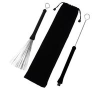 BESPORTBLE Portable Drum Stick Wire Brush with Drawstring Bag Jazz Drum Brush Retractable Metal Loop Comfortable Rubber Handle Stable Spring Back Effect for Percussion