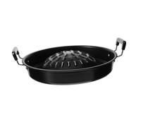 BESPORTBLE Portable Korean BBQ Pan Iron Grill Tray with Double Handles for Indoor Outdoor Cooking Lightweight and Meat Grilling Plate for Camping Home Restaurants