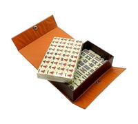 BESPORTBLE Portable Mahjong with Dice Mini Travel Chinese Mahjong Kit Smooth Engraved Tiles for Home Party and Lightweight and Compact for Easy Carrying