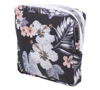 BESPORTBLE Portable Sanitary Napkin Bag with Zipper, Waterproof Menstrual Pad Storage Pouch, Small Black Floral Tampon Organizer for Travel and Everyday Use