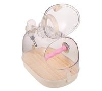 BESPORTBLE Portable Transparent Bird Travel Cage with Locking Mechanism and Removable Tray for Parrots Lovebirds Cockatiels Small Parrot Carrier with Standing Perch and Food Container for