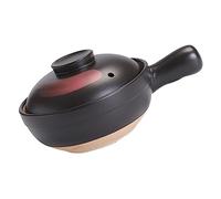 BESPORTBLE Pottery Clay Stew Pot with Handle Non-stick High Temperature Resistant Home Cooking Casserole for Soup Rice Braised Dishes Small Black Red Brush Pattern