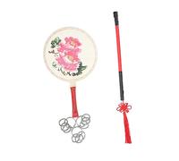 BESPORTBLE Professional Sheepskin Hand Drum with Sturdy Wooden Stick Compact Percussion Instrument for Jingxi Folk Dance Party Band Performance and Travel Use